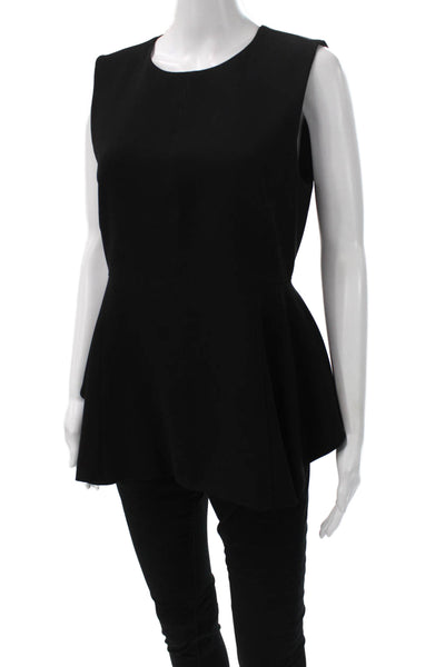 Theory Womens Tunic Blouse Sleeveless Black Zip Round Neck Size M