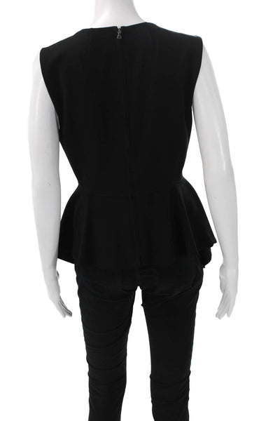Theory Womens Tunic Blouse Sleeveless Black Zip Round Neck Size M