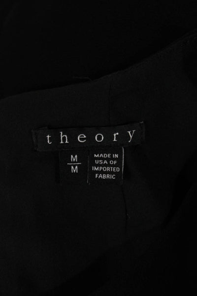 Theory Womens Tunic Blouse Sleeveless Black Zip Round Neck Size M