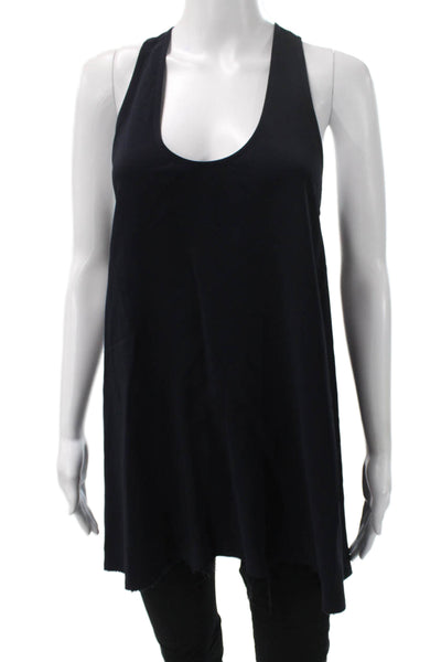 Helmut Lang Women Tunic Sleeveless Scoop Neck Black Viscose Pullover Size S