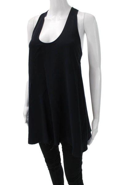 Helmut Lang Women Tunic Sleeveless Scoop Neck Black Viscose Pullover Size S