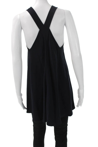 Helmut Lang Women Tunic Sleeveless Scoop Neck Black Viscose Pullover Size S