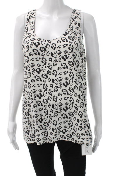 Equipment Femme Womens Silk Scoop Neck Sleeveless Tank Animal Print Size M