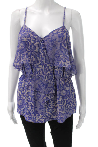 Rebecca Taylor Womens Silk Floral V Neck Sleeveless Camisole Blouse Size 6