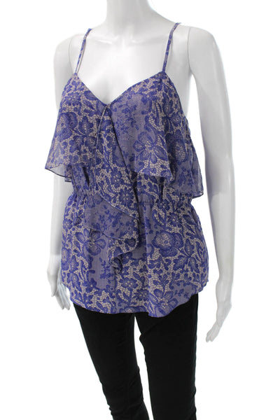 Rebecca Taylor Womens Silk Floral V Neck Sleeveless Camisole Blouse Size 6