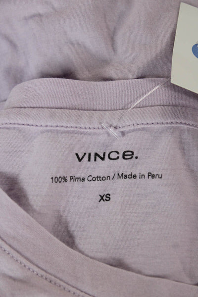 Vince Womens Basic T-Shirt Purple Pima Cotton Crew Neck Size XS