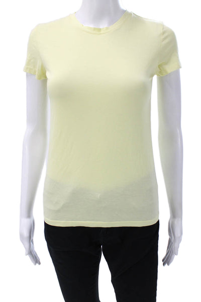 Vince Womens Basic T-Shirt Yellow 100% Pima Cotton Crew Neck Cap Sleeve Size XS