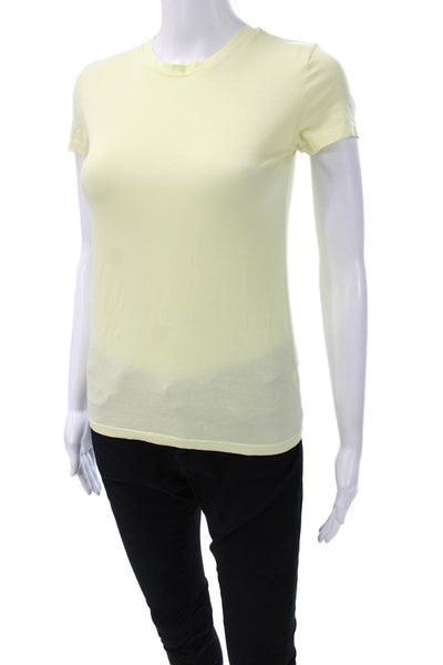 Vince Womens Basic T-Shirt Yellow 100% Pima Cotton Crew Neck Cap Sleeve Size XS