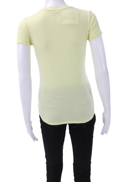 Vince Womens Basic T-Shirt Yellow 100% Pima Cotton Crew Neck Cap Sleeve Size XS
