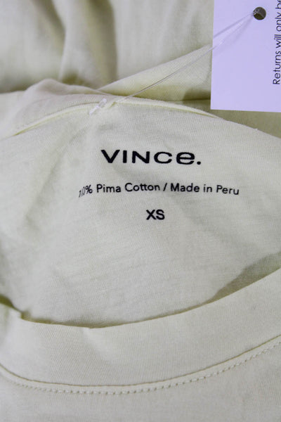Vince Womens Basic T-Shirt Yellow 100% Pima Cotton Crew Neck Cap Sleeve Size XS