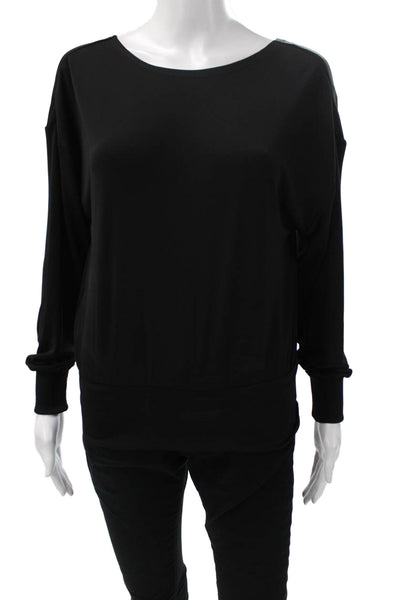 Cinq à Sept Women Black Polyester Boat Neck Long Sleeve Basic Blouse Size XS