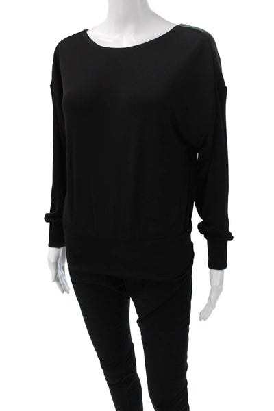 Cinq à Sept Women Black Polyester Boat Neck Long Sleeve Basic Blouse Size XS