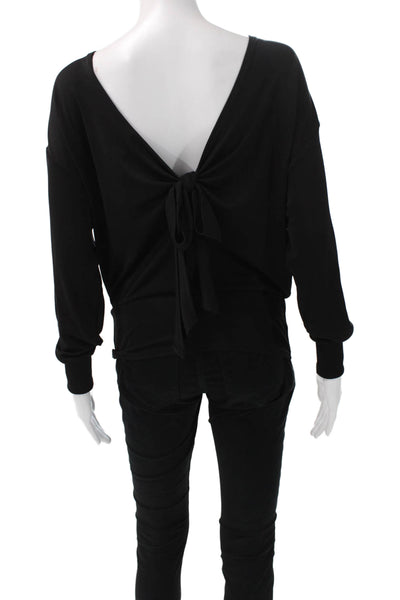 Cinq à Sept Women Black Polyester Boat Neck Long Sleeve Basic Blouse Size XS