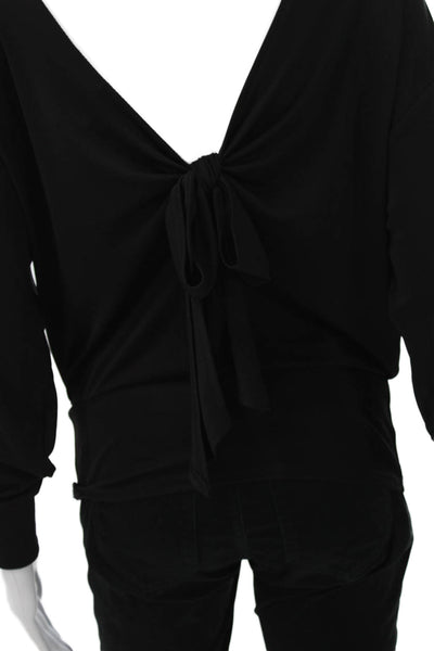 Cinq à Sept Women Black Polyester Boat Neck Long Sleeve Basic Blouse Size XS