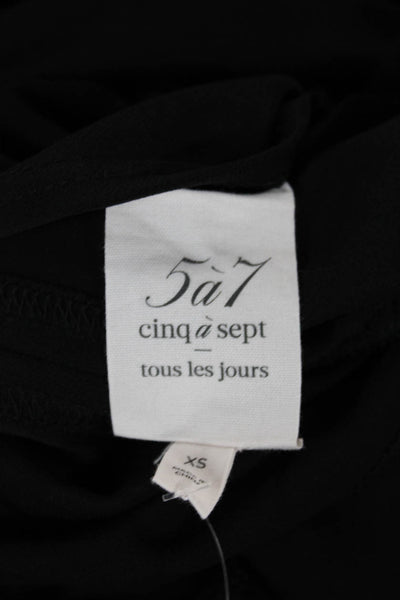 Cinq à Sept Women Black Polyester Boat Neck Long Sleeve Basic Blouse Size XS