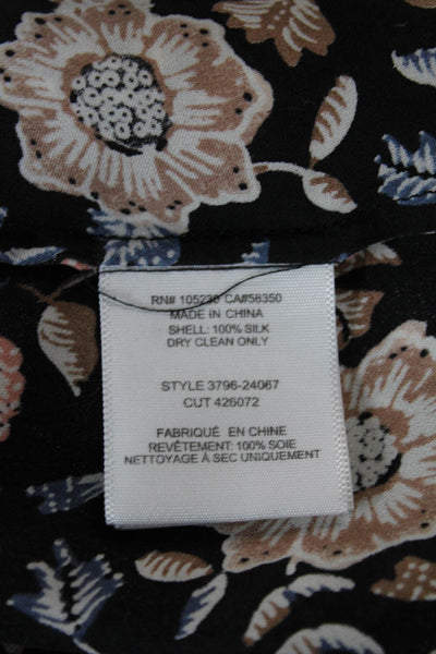 Joie Women Silk V-Neck Floral Sleeveless Blouse Black Basic Pullover Size 2XS