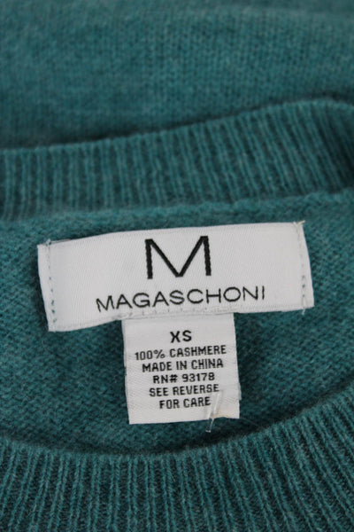 Magaschoni Women Pullover Cashmere Sweater Green Crew Neck Long Sleeve Size XS