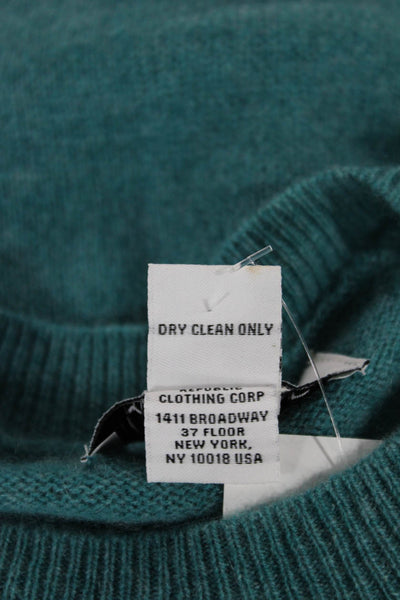Magaschoni Women Pullover Cashmere Sweater Green Crew Neck Long Sleeve Size XS