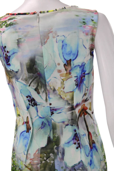 Rickie Freeman Teri Jon Womens Sheath Dress Floral Boatneck Sleeveless Size 2