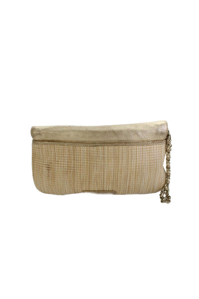 Cole Haan Womens Metallic Leather Trim Wristlet Clutch Bag Gold