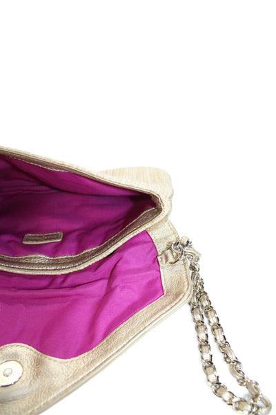 Cole Haan Womens Metallic Leather Trim Wristlet Clutch Bag Gold