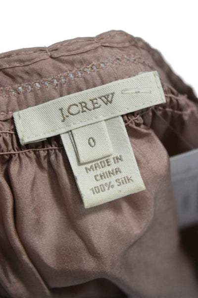 J Crew Womens Basic Silk Sleeveless V Neck Zip Blouse Beige Size 0