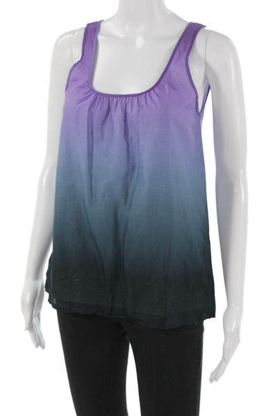 Theory Womens Purple Cotton Scoop Neck Sleeveless Basic Tank Size S