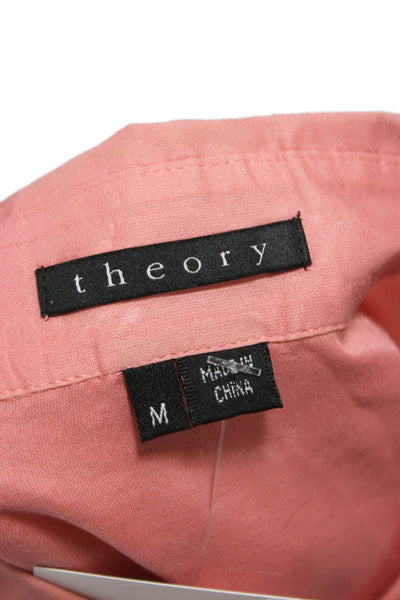 Theory Womens Collared Cotton Pink Basic Button-Up 3/4 Sleeve Size M