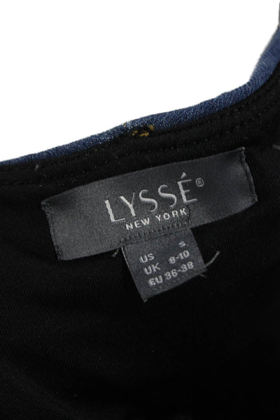 Lysse Womens Wide Leg Jeans Blue Cotton Blend Mid Rise Zip Inseam 25 Size S