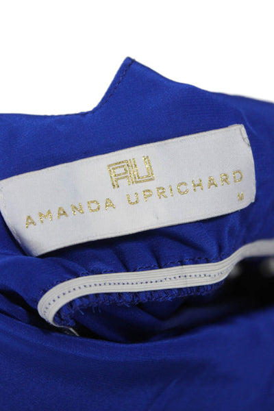 Amanda Uprichard Women Silk V-Neck Tank Dress Knee Length Blue Size M
