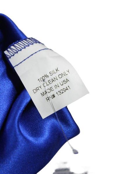 Amanda Uprichard Women Silk V-Neck Tank Dress Knee Length Blue Size M