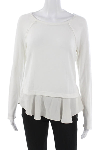 Rebecca Taylor Women Sweater White Modal Long Sleeve Round Neck Size M