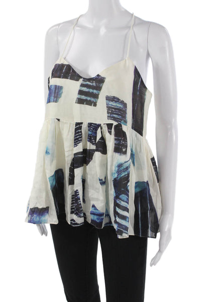 Tibi Women Silk Geometric Sweetheart Camisole White Sleeveless Size 8
