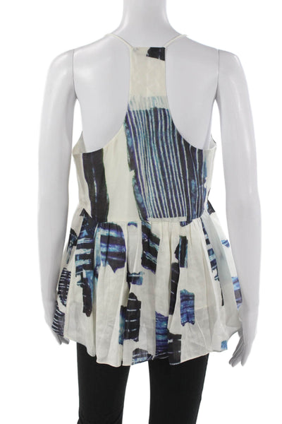 Tibi Women Silk Geometric Sweetheart Camisole White Sleeveless Size 8
