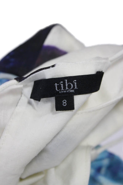 Tibi Women Silk Geometric Sweetheart Camisole White Sleeveless Size 8