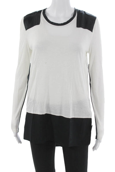 Rag & Bone Womens White Viscose Colorblock Crewneck Longsleeve T-Shirt Size S