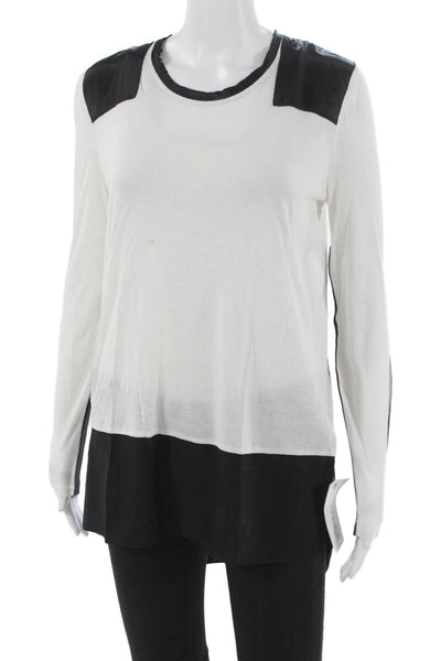 Rag & Bone Womens White Viscose Colorblock Crewneck Longsleeve T-Shirt Size S
