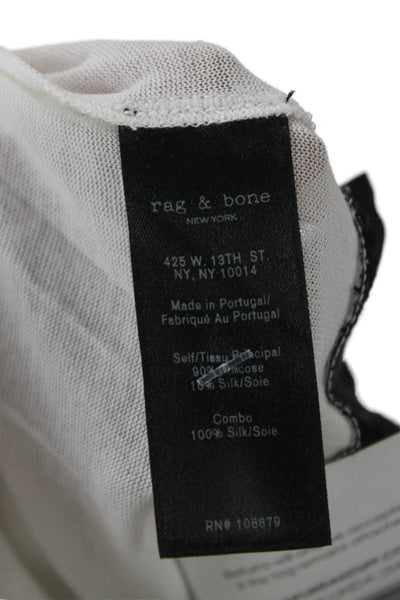 Rag & Bone Womens White Viscose Colorblock Crewneck Longsleeve T-Shirt Size S