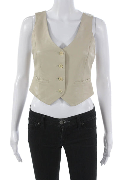 Wilfred Women Sleeveless V Neck Vest Beige Polyurethane Button Size 2