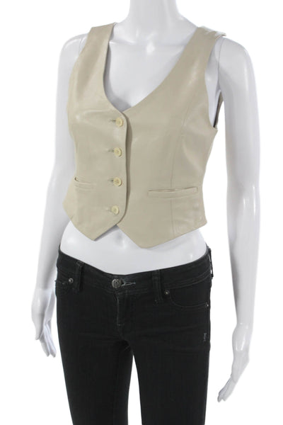 Wilfred Women Sleeveless V Neck Vest Beige Polyurethane Button Size 2