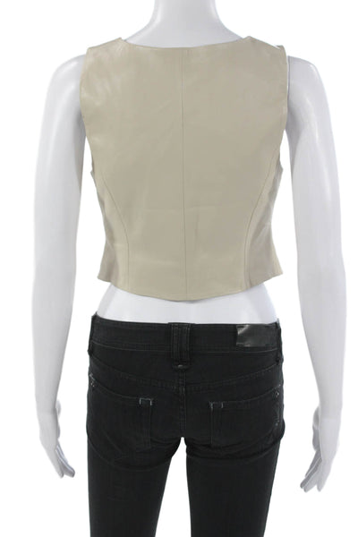 Wilfred Women Sleeveless V Neck Vest Beige Polyurethane Button Size 2