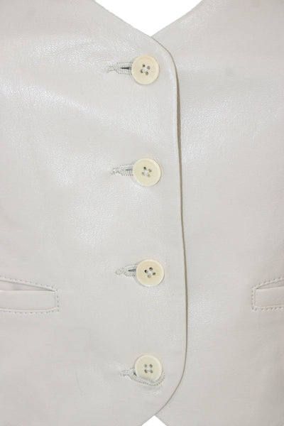 Wilfred Women Sleeveless V Neck Vest Beige Polyurethane Button Size 2