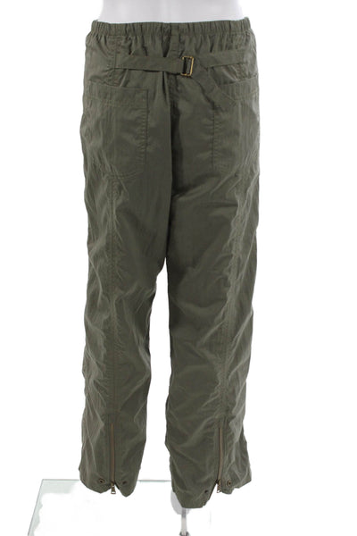 Zara Womens Windbreaker Drawstring Pants Green Polyester Solid Spring Size M