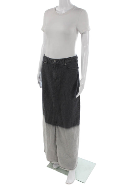 NA-KD Women Maxi Cotton Gray Button Long Skirt Size 36