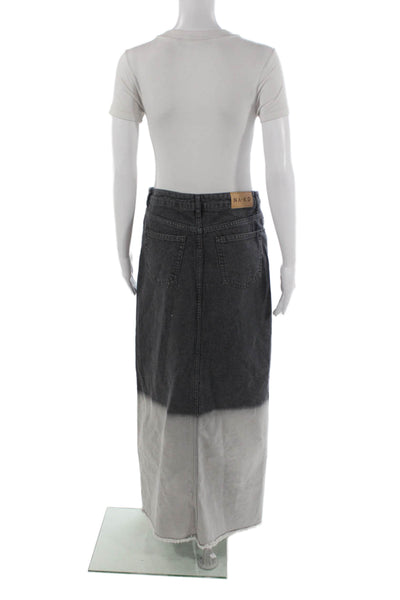 NA-KD Women Maxi Cotton Gray Button Long Skirt Size 36
