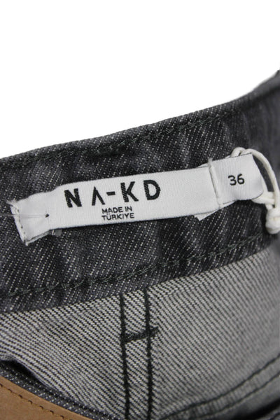NA-KD Women Maxi Cotton Gray Button Long Skirt Size 36