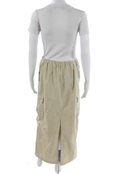 Zara Women Beige Cotton Cargo Skirt Long Drawstring Size M