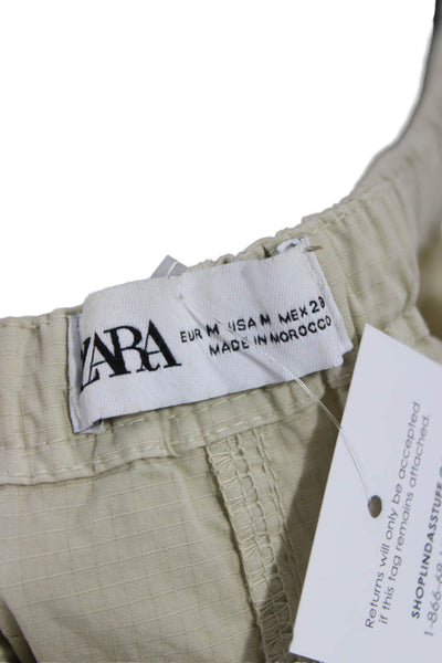 Zara Women Beige Cotton Cargo Skirt Long Drawstring Size M