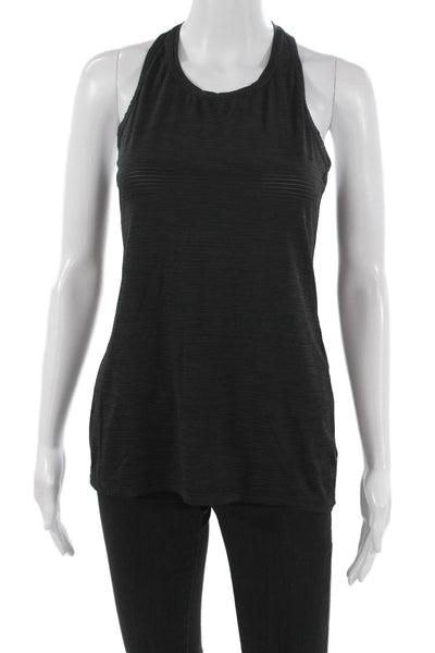 Athleta Womens Black Striped Basic Tank Round Neck Sleeveless Size XS