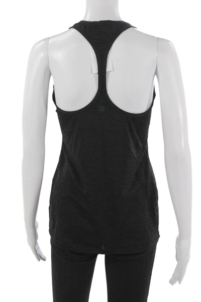 Athleta Womens Black Striped Basic Tank Round Neck Sleeveless Size XS